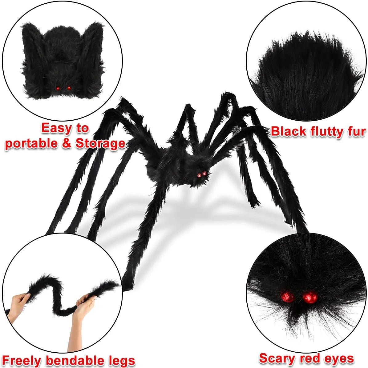 79 in Giant Spider Halloween Decorations Outdoor, Scary Large Spider for Halloween Yard Decorations, Haunted House Props, 1Pc