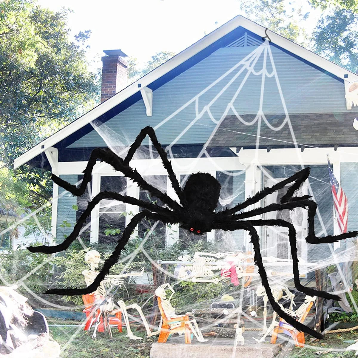 79 in Giant Spider Halloween Decorations Outdoor, Scary Large Spider for Halloween Yard Decorations, Haunted House Props, 1Pc
