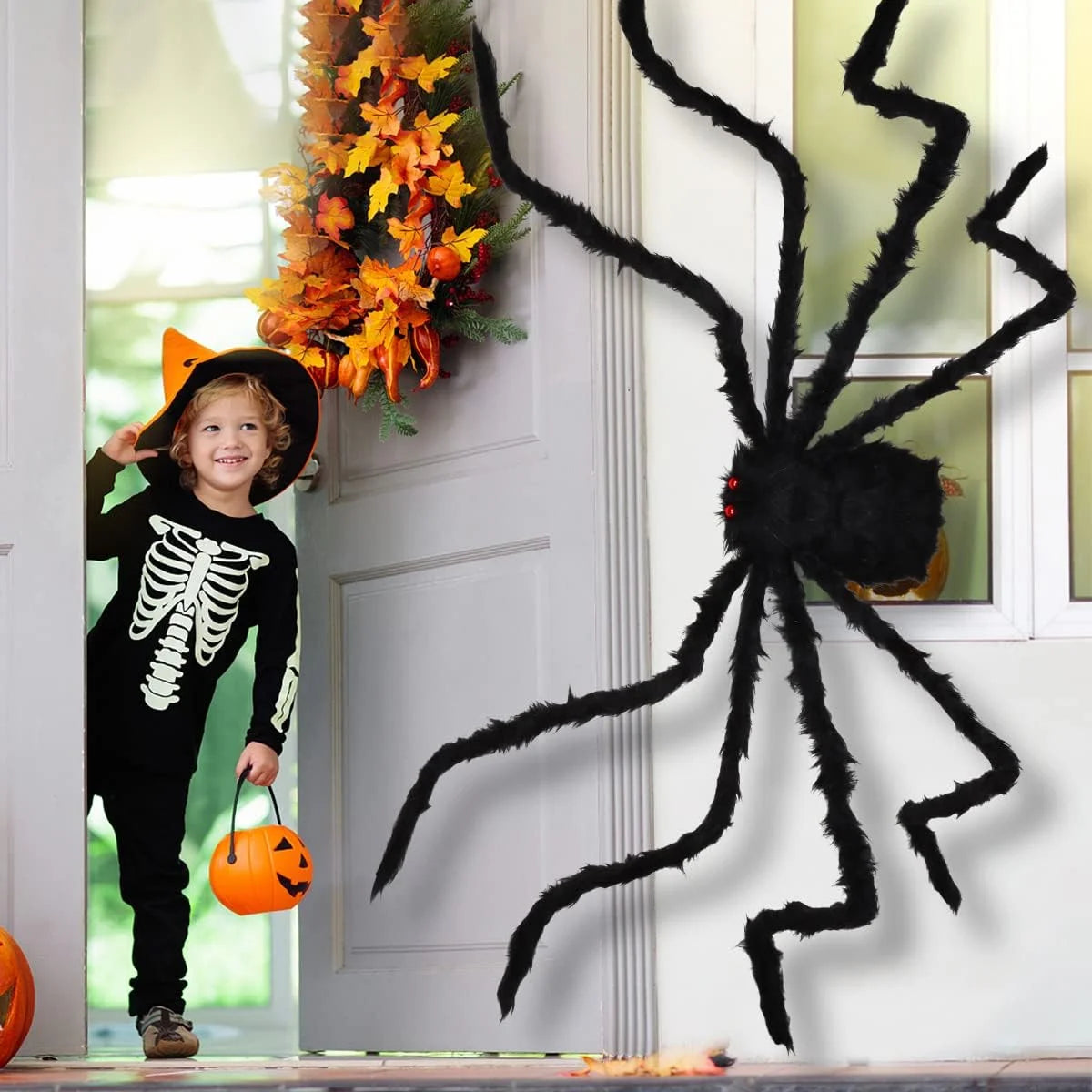 79 in Giant Spider Halloween Decorations Outdoor, Scary Large Spider for Halloween Yard Decorations, Haunted House Props, 1Pc