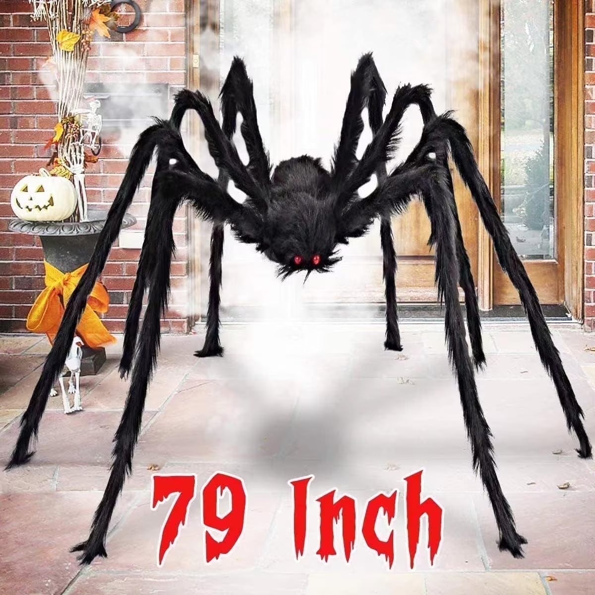 79 in Giant Spider Halloween Decorations Outdoor, Scary Large Spider for Halloween Yard Decorations, Haunted House Props, 1Pc